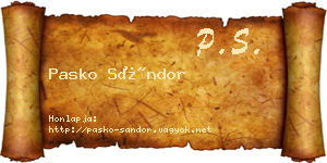 Pasko Sándor névjegykártya
